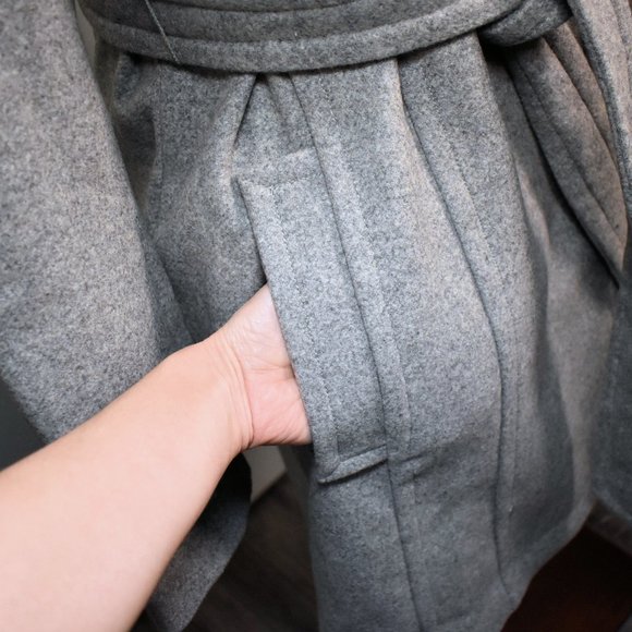 NWT Express Women's Gray Recycled Wool Pea Coat Size Medium - New Winter Coat - Picture 5 of 12